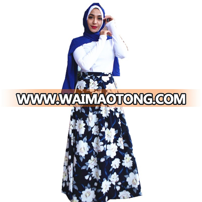 2018 loriya fashion    muslim maxi dress with  flower