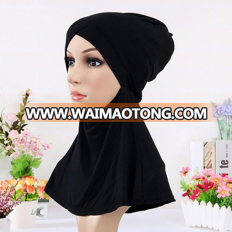 Hot sale plain awning solid color hijab muslim instant hijab women dacron shawl soft tudung borong